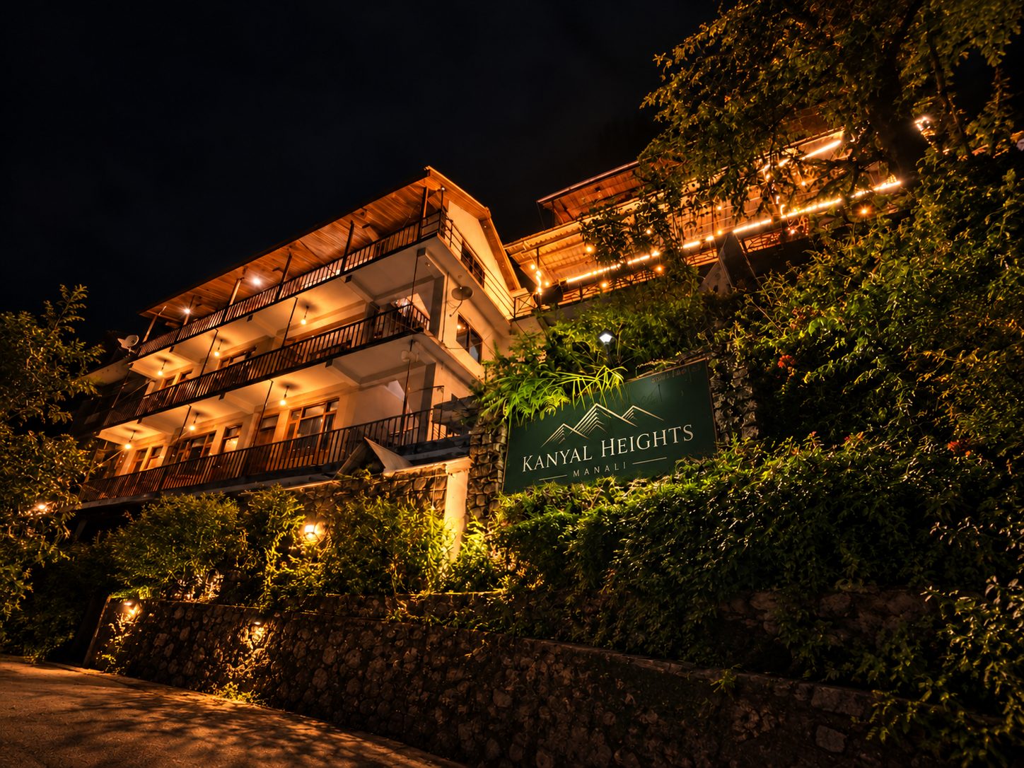 Kanyal Heights lit up at night