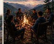 Storytelling session around the fire at Kanyal Heights